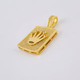 Dije Placa Rectangular Corona 7.75g / 3.4cm Oro Amarillo 18K