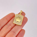 Dije Placa Rectangular Corona 7.75g / 3.4cm Oro Amarillo 18K