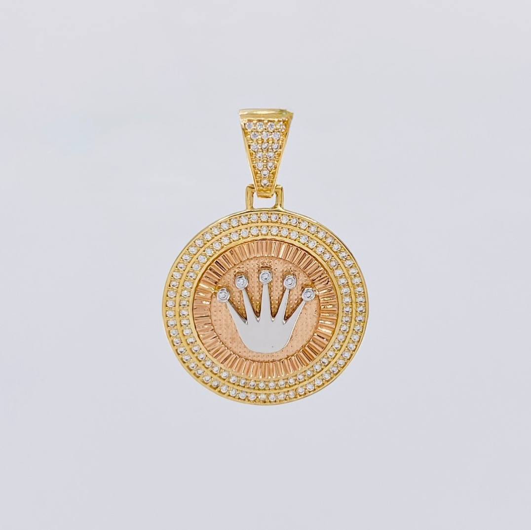 Dije Medalla Corona 7.2g / 3.7cm Tres Oros 18K