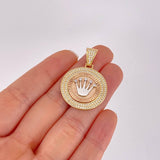 Dije Medalla Corona 7.2g / 3.7cm Tres Oros 18K