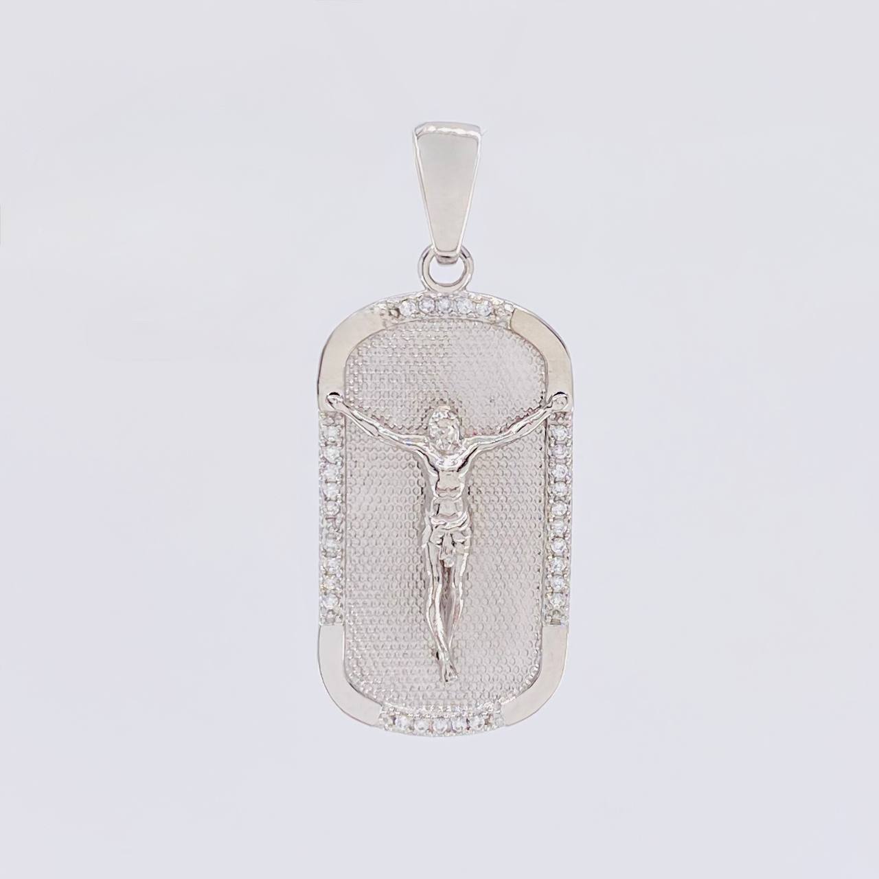 Dije Placa Cristo 6.3g / 4cm Oro Blanco 18K