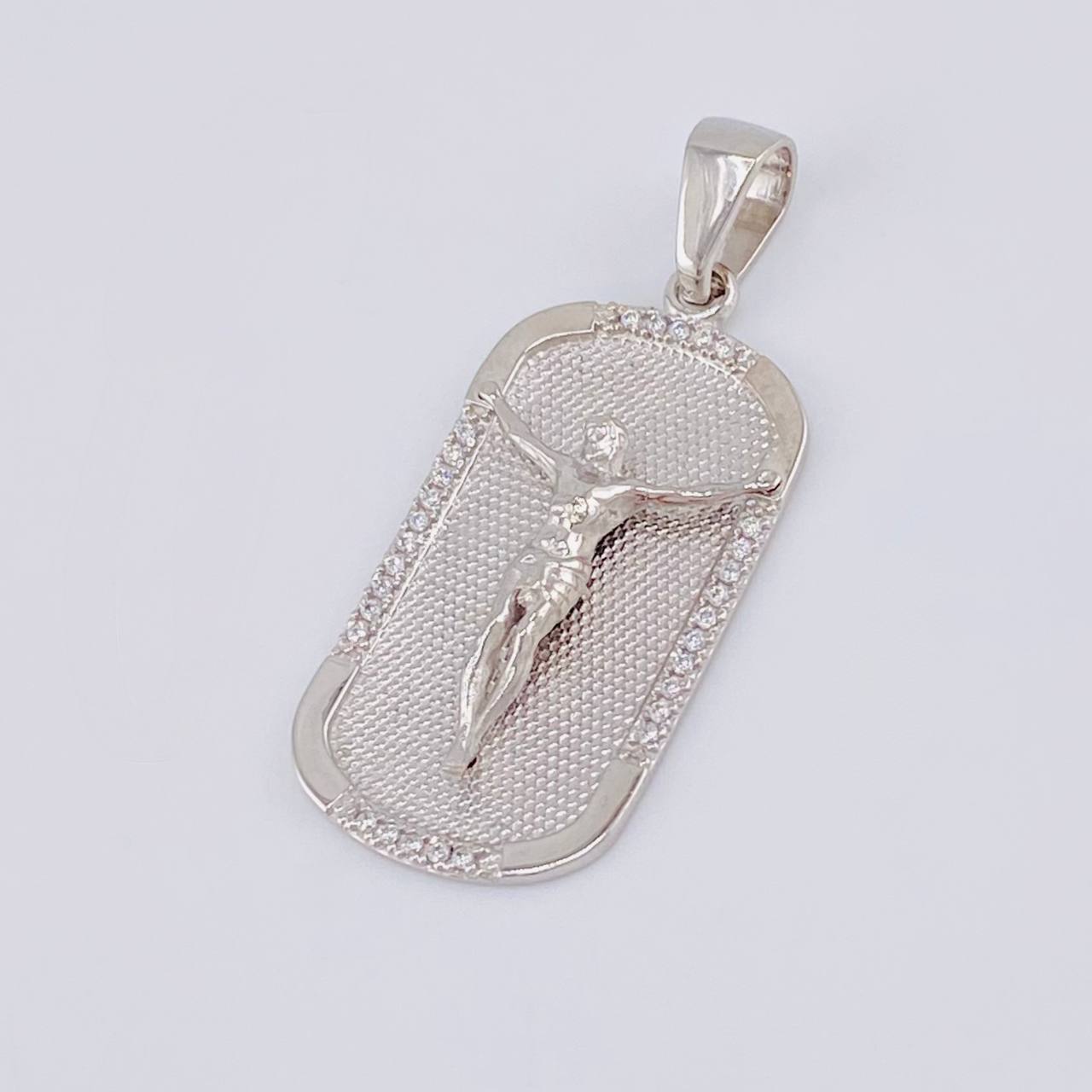 Dije Placa Cristo 6.3g / 4cm Oro Blanco 18K
