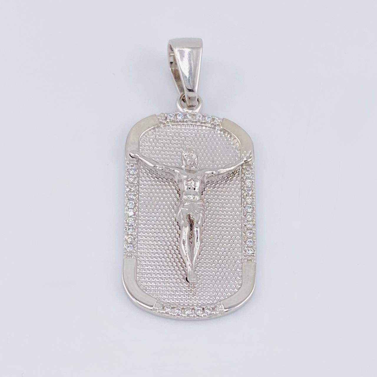Dije Placa Cristo 6.3g / 4cm Oro Blanco 18K