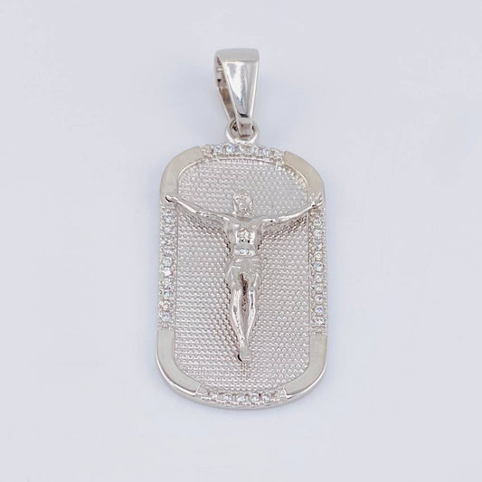 Dije Placa Cristo 6.3g / 4cm Oro Blanco 18K