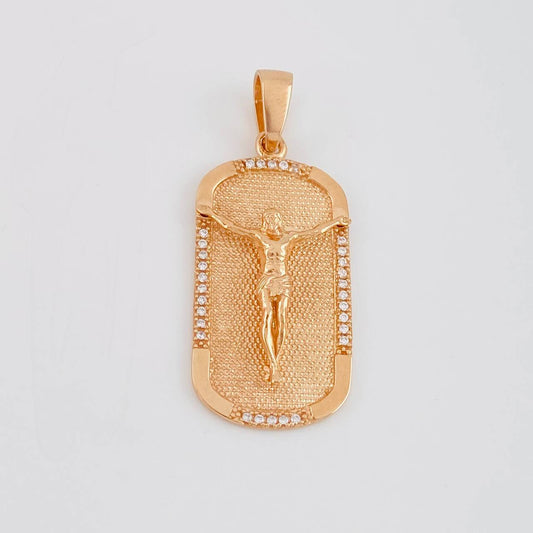 Dije Placa Cristo 5.6g / 4cm Oro Rosa 18K