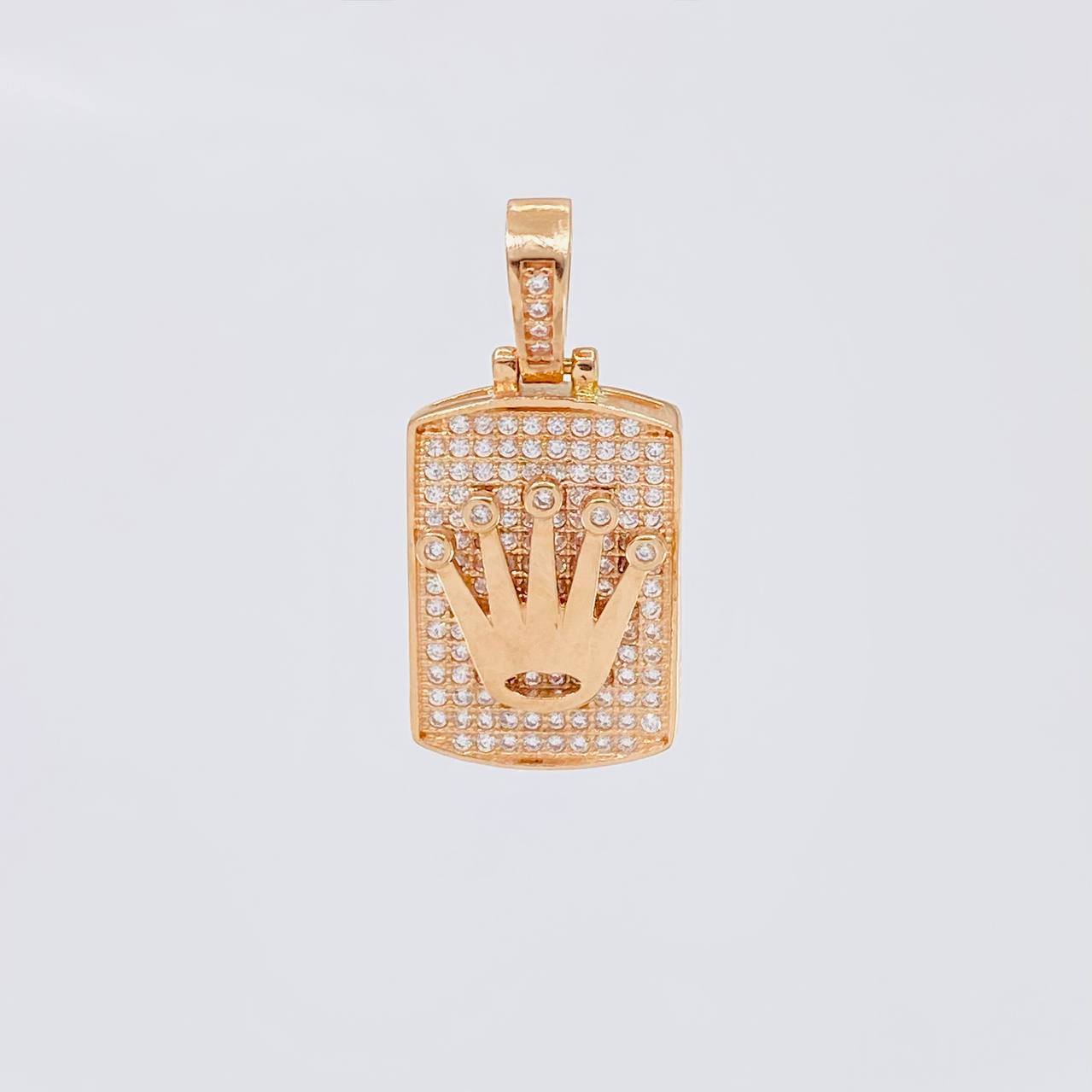 Dije Placa Rectangular Corona 4.8g / 2.8cm Oro Rosa 18K