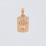 Dije Placa Rectangular Corona 4.8g / 2.8cm Oro Rosa 18K