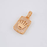 Dije Placa Rectangular Corona 4.8g / 2.8cm Oro Rosa 18K