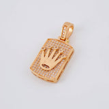 Dije Placa Rectangular Corona 4.8g / 2.8cm Oro Rosa 18K