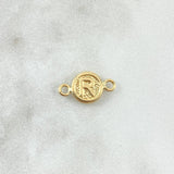 Herraje Letra R Mate Texturizado 0.35gr / 1.5cm / 8mm Circulo Liso Oro Amarillo 18K ©