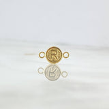 Herraje Letra R 0.4gr / 1.5cm / Circulo Texturizado Oro Amarillo 18K *