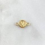 Herraje Letra V Mate 0.4gr / 1.4cm-Circular Oro Amarillo 18K *