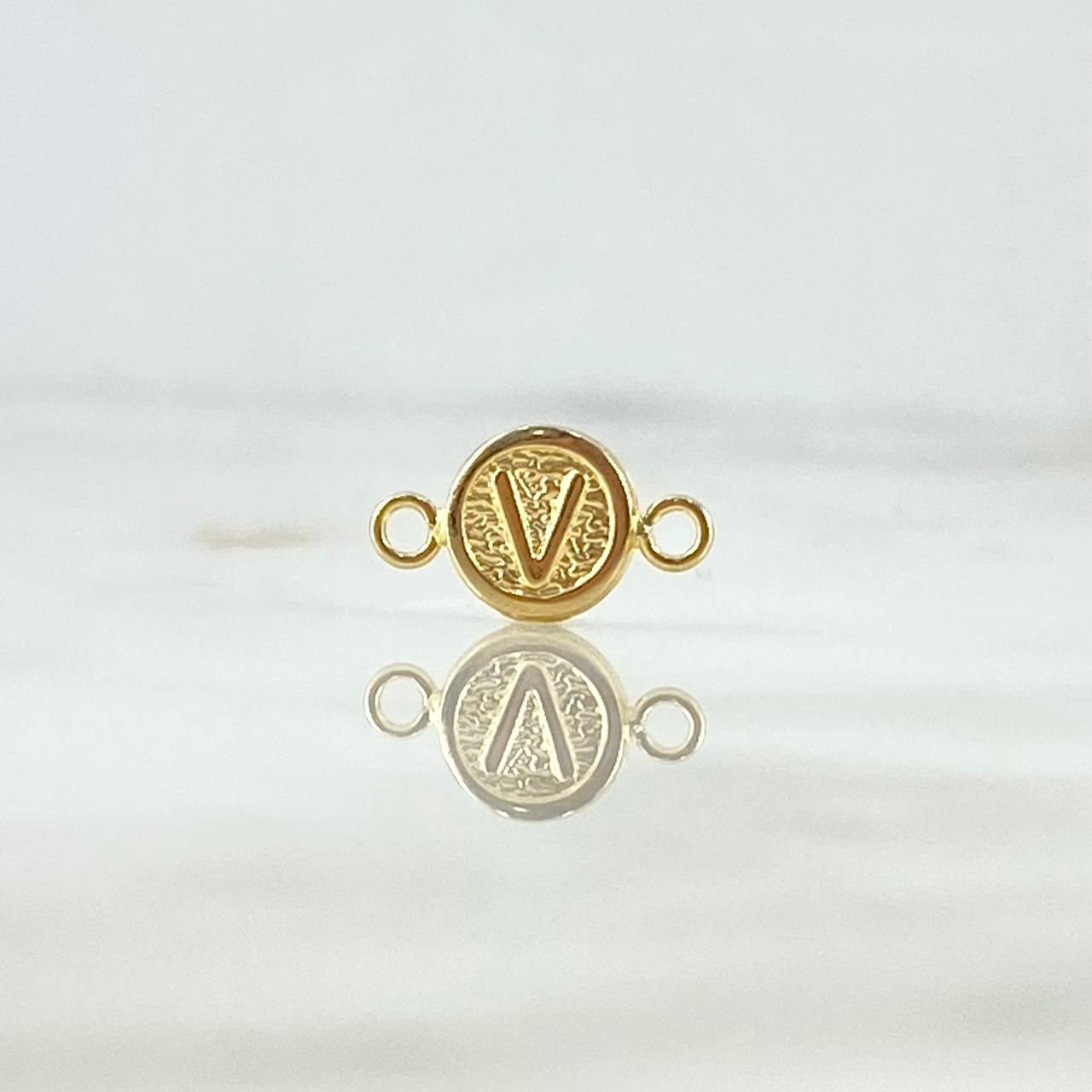 Herraje Letra V Mate 0.4gr / 1.4cm-Circular Oro Amarillo 18K *