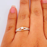 Anillo Churumbela Doble Carril Diamantes 1.75gr / T6 3/4 / Dos Oros Amarillo Blanco 18K %