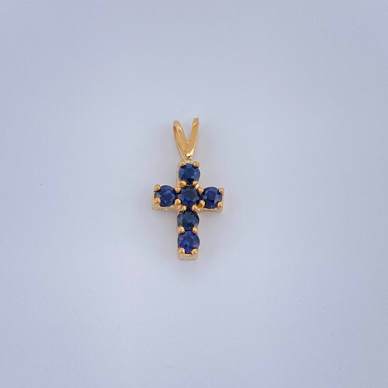 Dije Cruz Zafiros 0.5gr / 1.5cm / Oro Amarillo 18K %