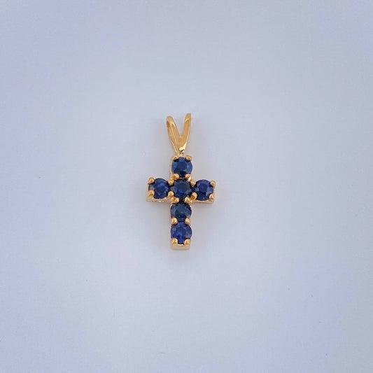 Dije Cruz Zafiros 0.5gr / 1.5cm / Oro Amarillo 18K %