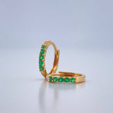 Candongas Carril Esmeraldas 1.05gr / 1.1cm / Oro Amarillo 18K %