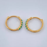 Candongas Carril Esmeraldas 1.05gr / 1.1cm / Oro Amarillo 18K %
