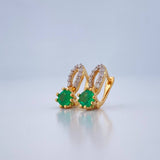 Candongas Circulo Lazo Esmeraldas 1.8gr / 1.3cm / Oro Amarillo 18K %