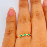 Anillo Bague Diamantes Esmeraldas 1gr / T6 1/2 / Oro Amarillo 18K %
