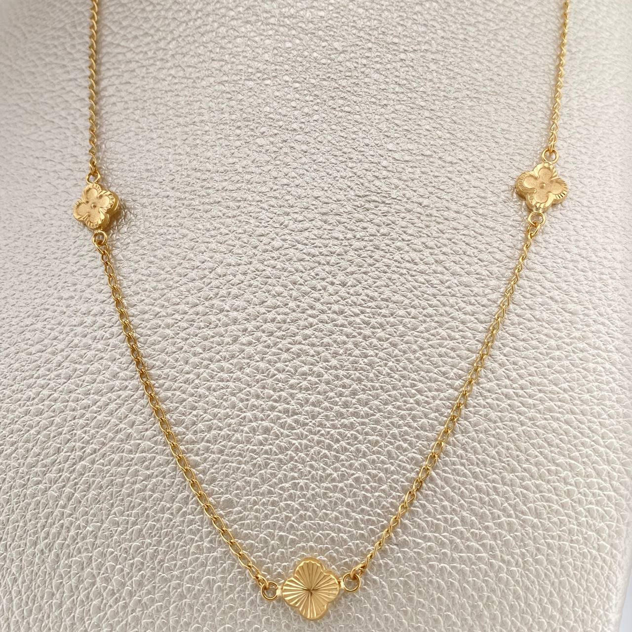 Cadena Espiga Trebol 3.8gr / 46.3cm / 1.4mm Oro Amarillo 18K %