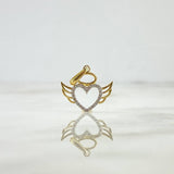 Dije Corazón Con Alas 1.55gr / 2.3cm / Circones Blancos Oro Amarillo