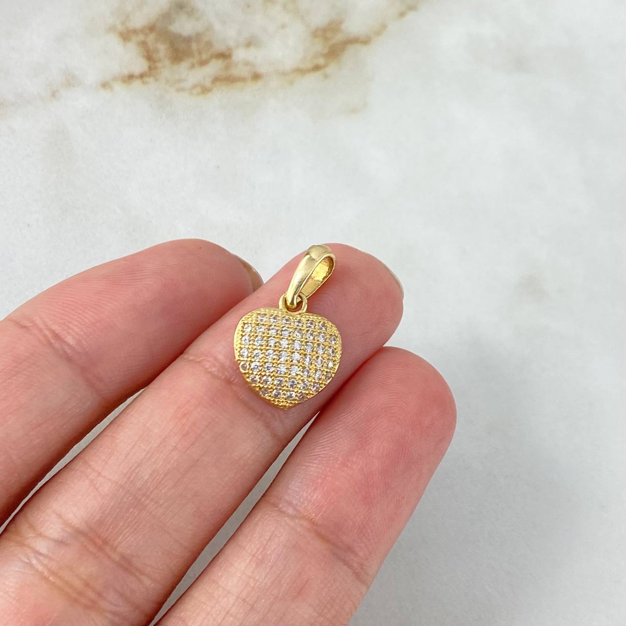Dije Corazón 2.95gr / 2cm / Circones Blancos Oro Amarillo