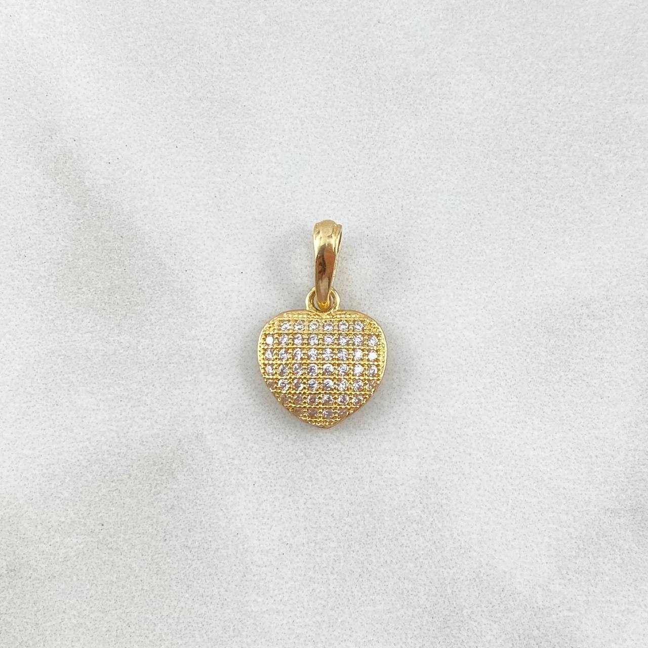 Dije Corazón 1.45gr / 1.6cm / Circones Blancos Oro Amarillo