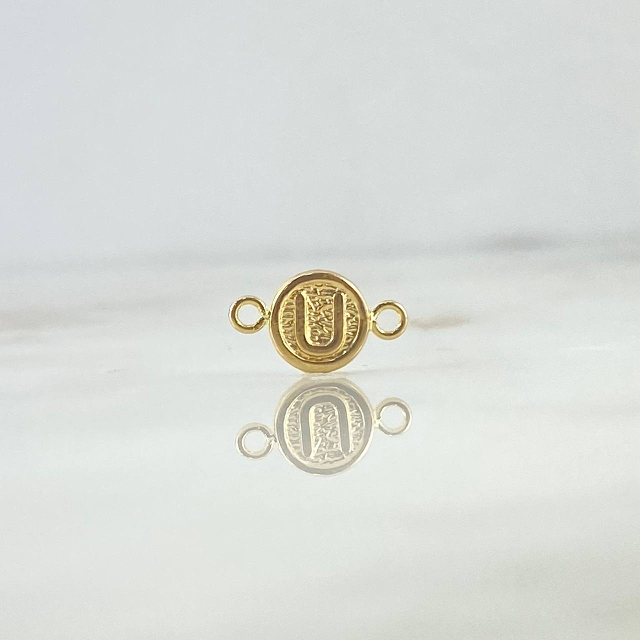 Herraje Letra U Mate Texturizado 0.4gr / 1.5cm / 8mm Circulo Liso Oro Amarillo 18K ©