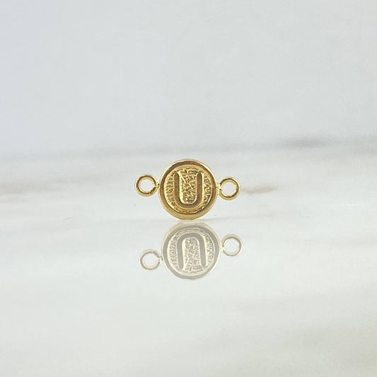Herraje Letra U Mate Texturizado 0.4gr / 1.5cm / 8mm Circulo Liso Oro Amarillo 18K ©