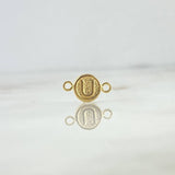 Herraje Letra U Mate Texturizado 0.4gr / 1.5cm / 8mm Circulo Liso Oro Amarillo 18K ©