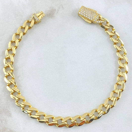 Pulso Cubano 11.6gr / 22cm / 7mm Broche Cajón Circones Blancos Oro Amarillo +0 18K