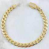 Pulso Cubano 11.6gr / 22cm / 7mm Broche Cajón Circones Blancos Oro Amarillo +0 18K