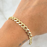 Pulso Cubano 11.6gr / 22cm / 7mm Broche Cajón Circones Blancos Oro Amarillo +0 18K