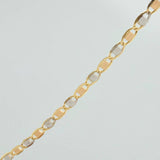 Cadena Escalera Plana 1.75gr / 45.4cm / 1.51mm Dos Oros Amarillo Blanco +3 18K $