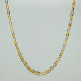 Cadena Escalera Plana 4.4gr / 60.7cm / 2.94mm Dos Oros Amarillo Blanco +3 18K $