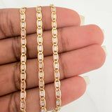 Cadena Escalera Plana 4.4gr / 60.7cm / 2.94mm Dos Oros Amarillo Blanco +3 18K $
