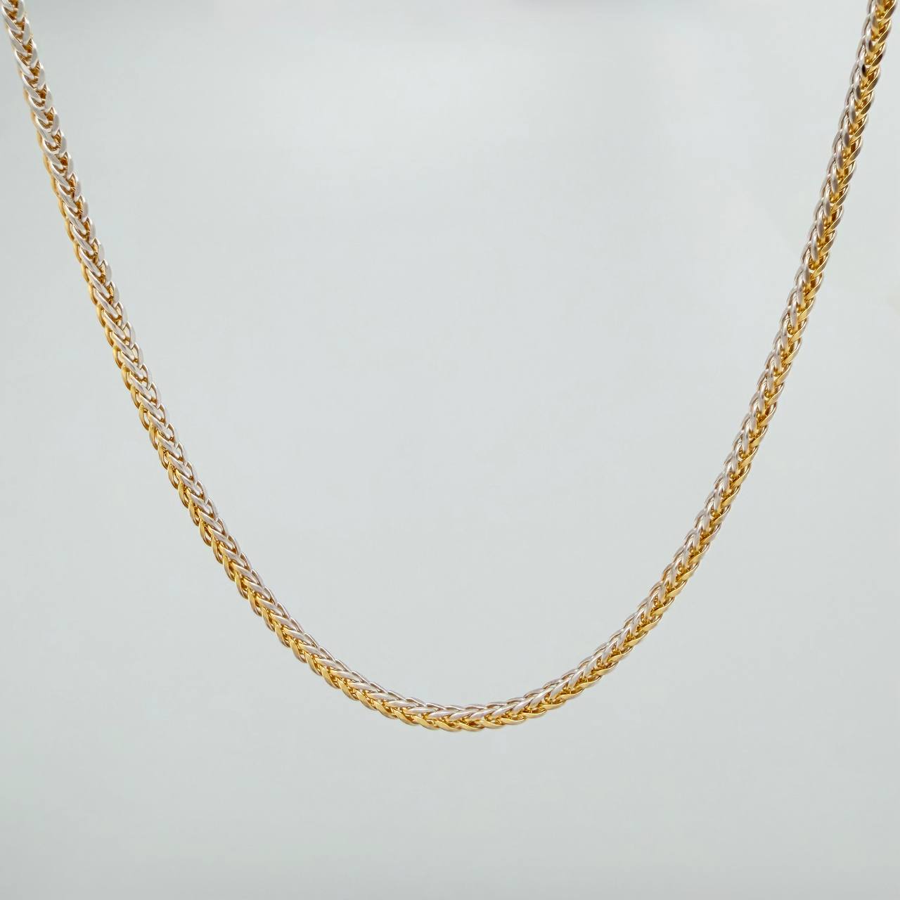 Cadena Franco 4.4gr / 49.7cm / 1.57mm Dos Oros Amarillo Blanco +3 18K $
