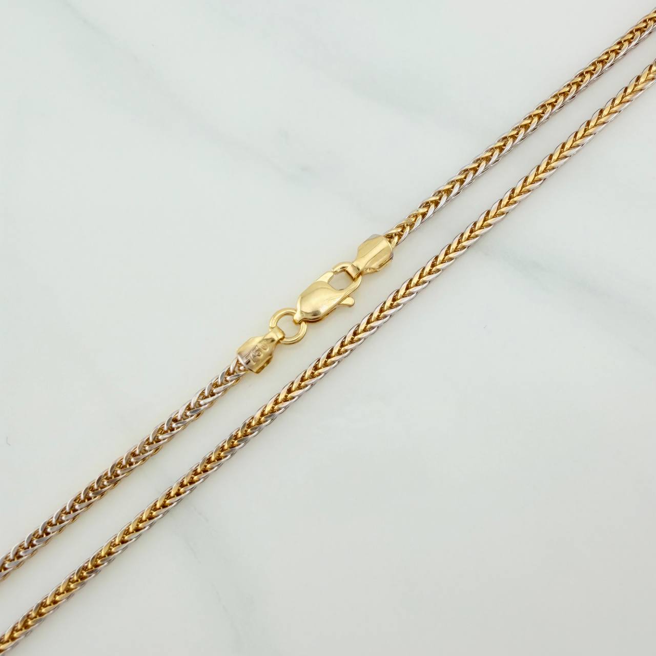 Cadena Franco 4.4gr / 49.7cm / 1.57mm Dos Oros Amarillo Blanco +3 18K $