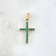 Dije Cruz Doble Faz 1.65gr / 2.5cm / Circones Blancos Verdes Oro Amarillo 18K