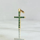 Dije Cruz Doble Faz 1.65gr / 2.5cm / Circones Blancos Verdes Oro Amarillo 18K