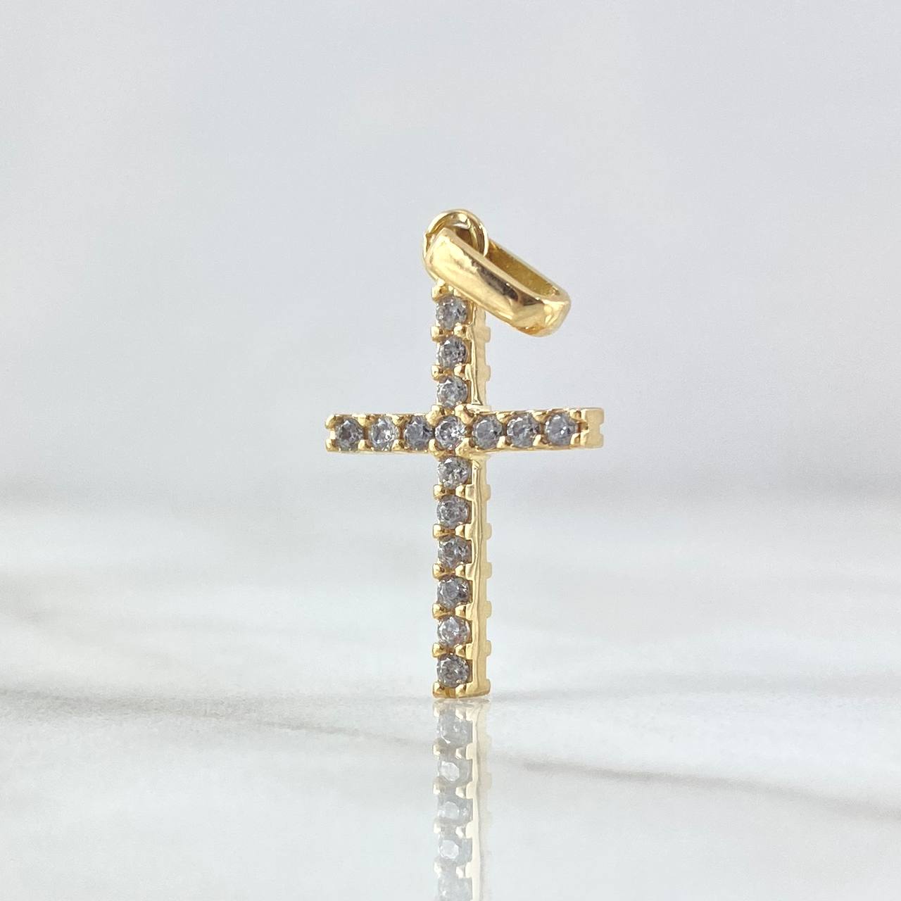 Dije Cruz Doble Faz 1.75gr / 2.5cm / Circones Blancos Lila Oro Amarillo 18K