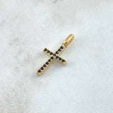 Dije Cruz Doble Faz 1.65gr / 2.5cm / Circones Blancos Negros Oro Amarillo 18K