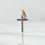 Dije Cruz Doble Faz 1.1gr / 2.2cm / Circones Blancos Azules Oro Rosa 18K