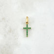 Dije Cruz Doble Faz 0.95gr / 1.8cm / Circones Blancos Verdes Oro Amarillo 18K