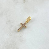 Dije Cruz Doble Faz 1gr / 1.8cm / Circones Lila Oro Amarillo 18K