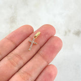 Dije Cruz Doble Faz 1gr / 1.8cm / Circones Lila Oro Amarillo 18K