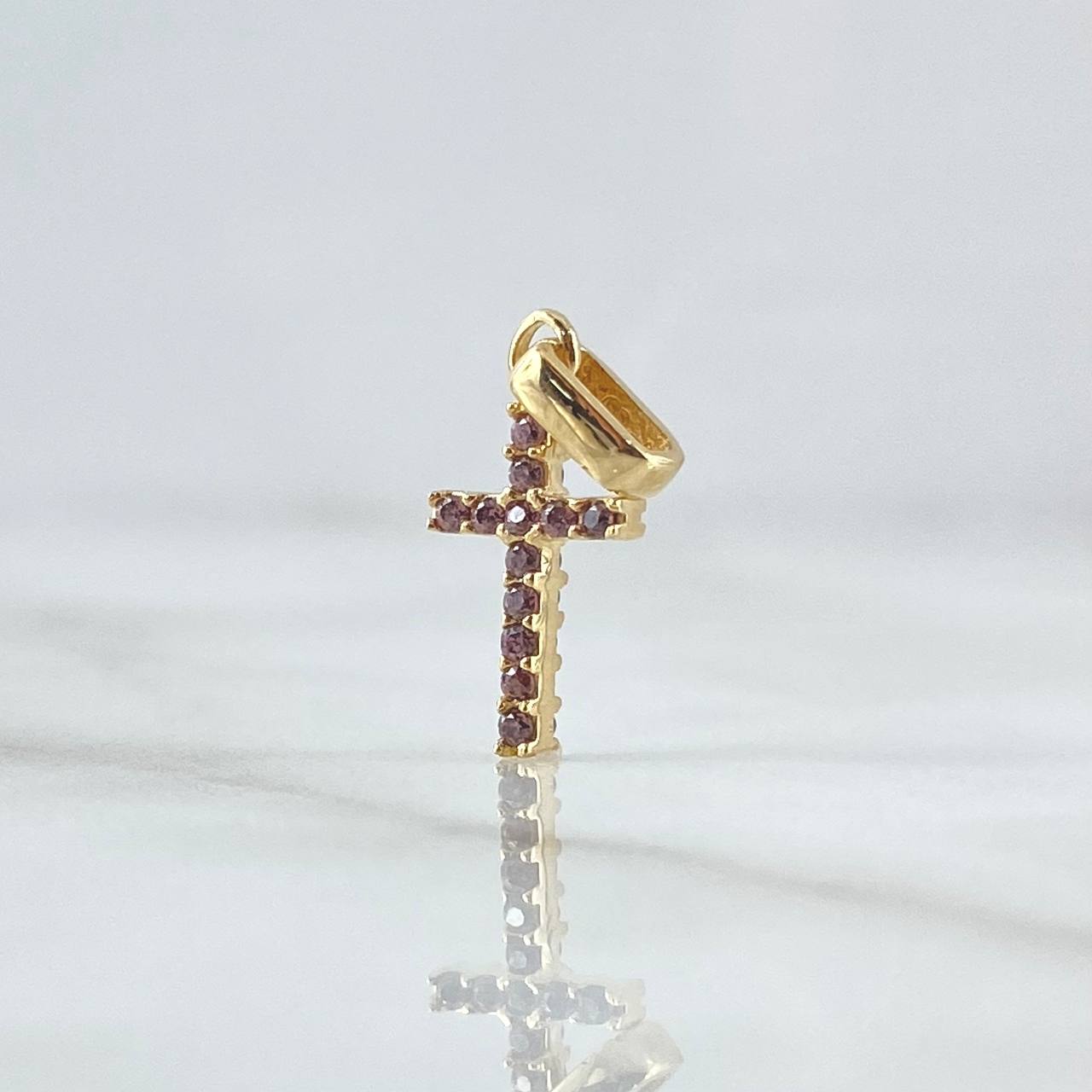 Dije Cruz Doble Faz 1gr / 1.8cm / Circones Lila Oro Amarillo 18K