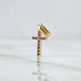 Dije Cruz Doble Faz 1gr / 1.8cm / Circones Lila Oro Amarillo 18K
