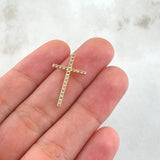 Dije Cruz Punteada 0.75gr / 2.4cm / Circones Lila Oro Amarillo 18K